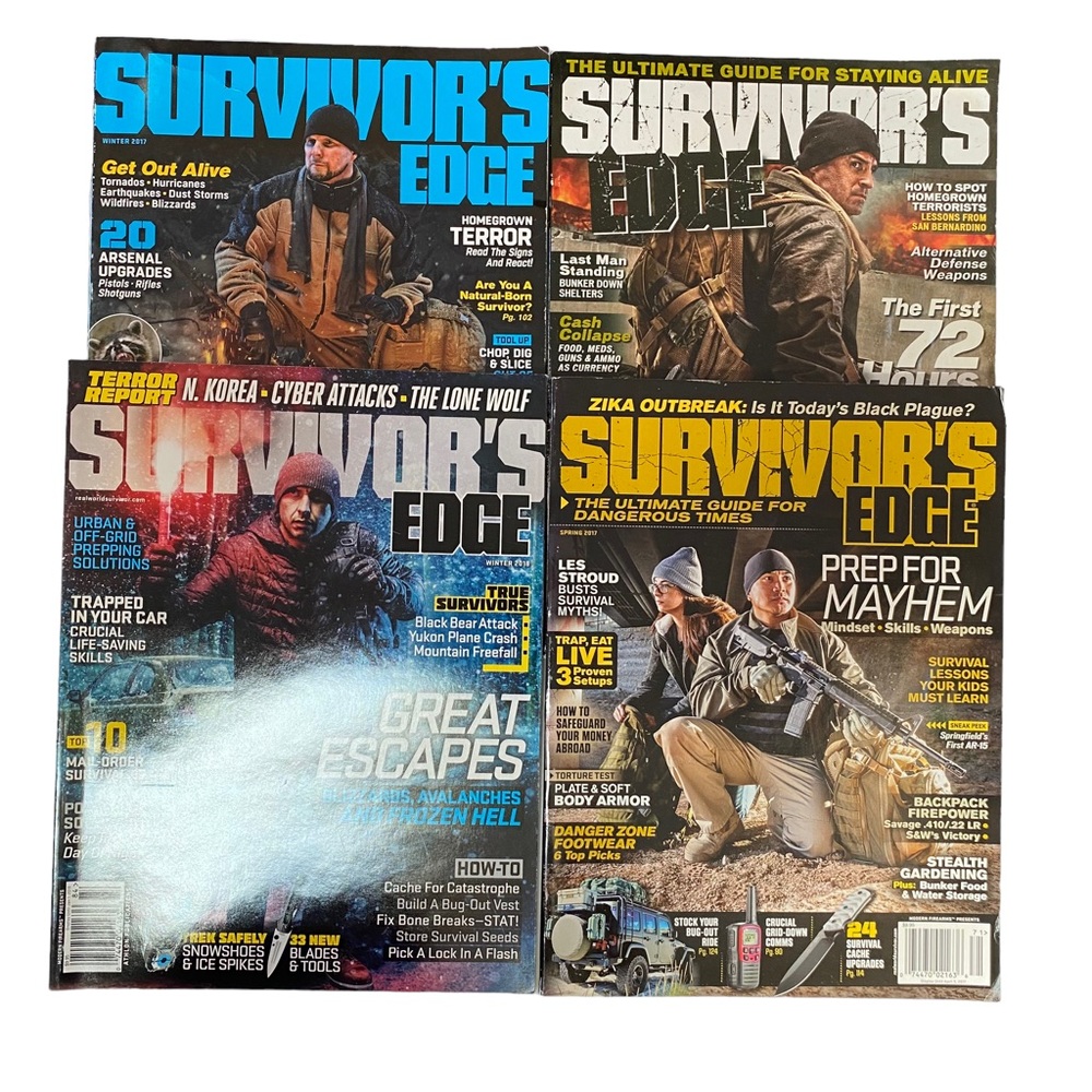 Lot of 4 Survivor's Edge Magazine Off Grid Prepping Survival Survivalist